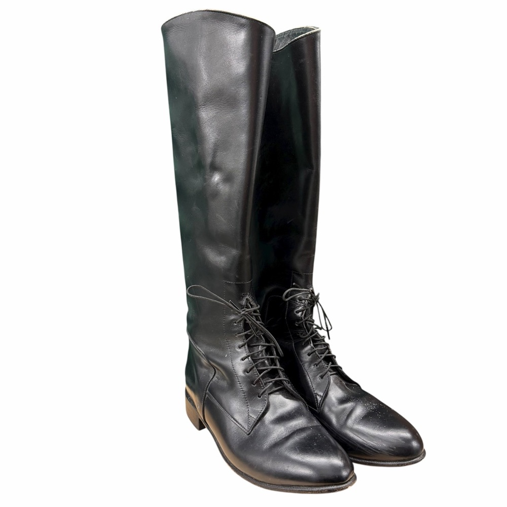 JUSTIN Black Leather Tall Equestrian Riding Boots - Size 7.5B
